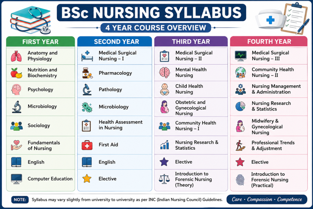 bsc nursing syllabus chart