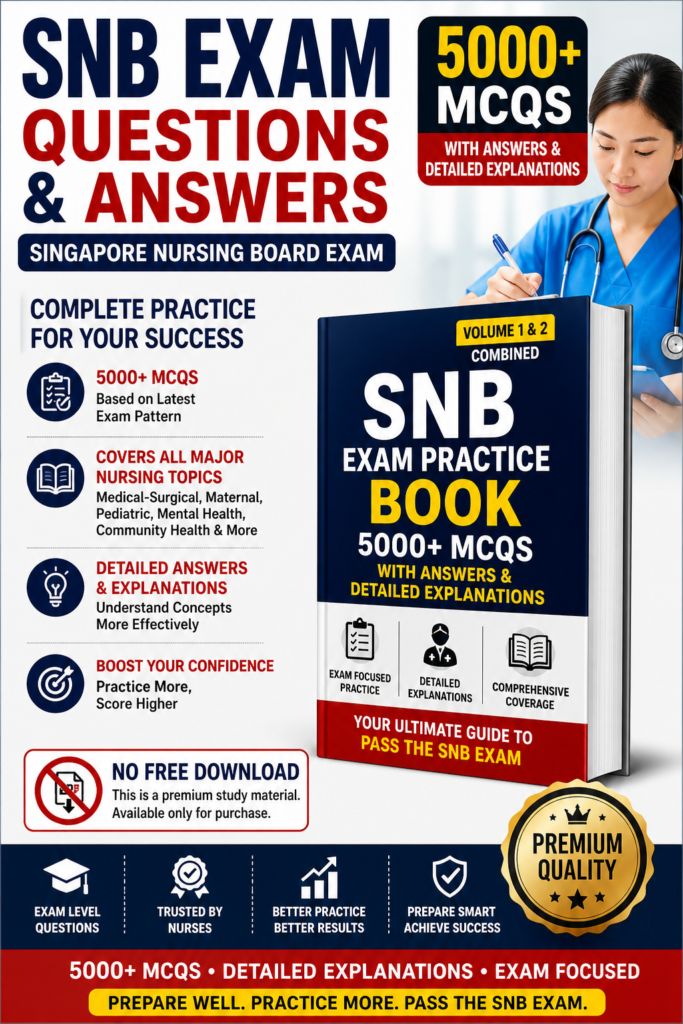 SNB exam questions and answers PDF Singapore nursing board MCQ practice