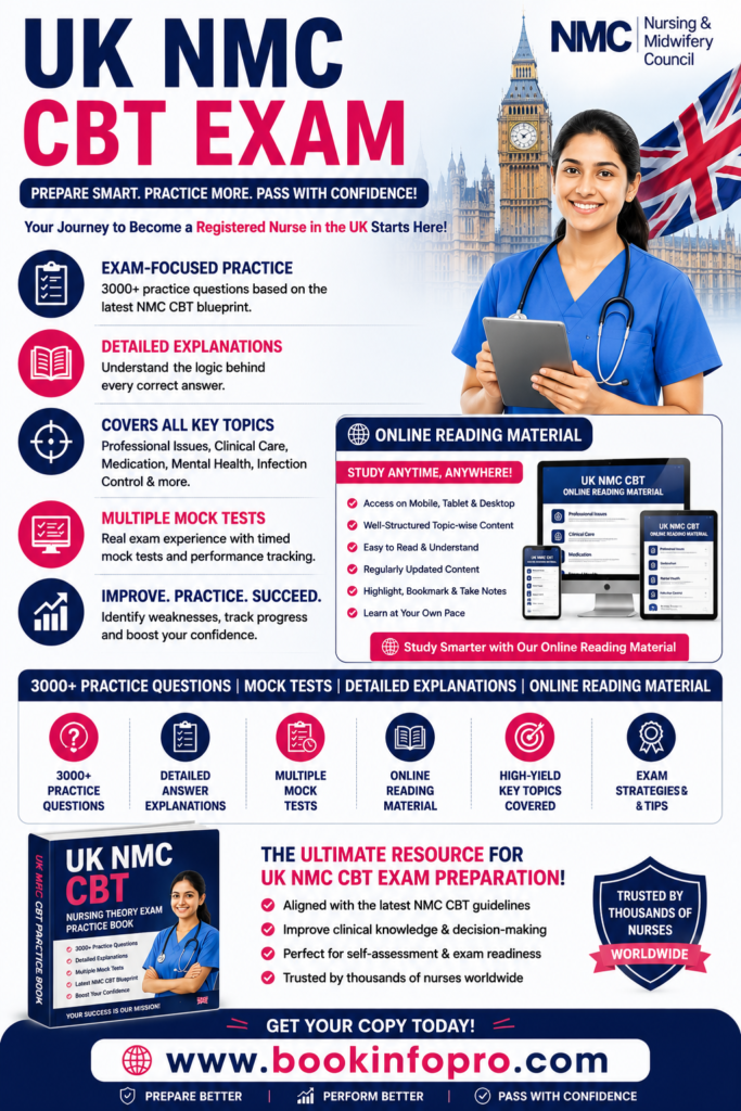 UK NMC CBT EXAM ONLINE READING MATERIAL | 3000 MCQS